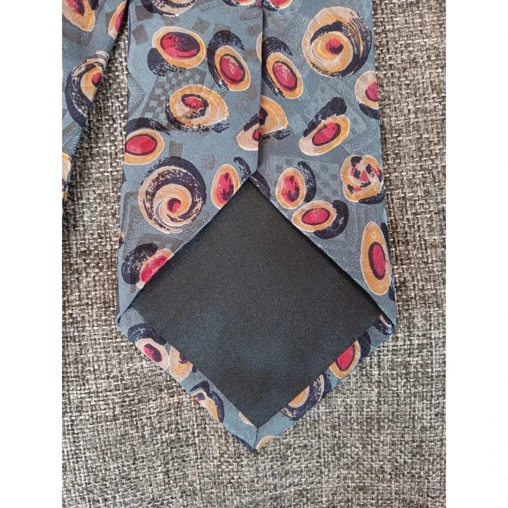Tie 70s 80s 90s Y2K Mens Secours Silk Blue Beige Gold Red 3.75  Wide 58 Long